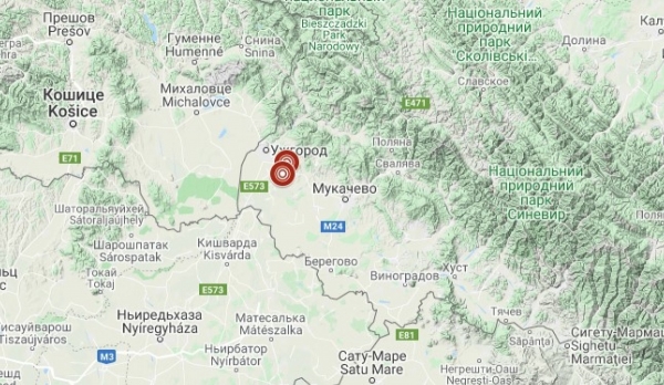 На Закарпатье возле Ужгорода произошли два землетрясения на Пасху